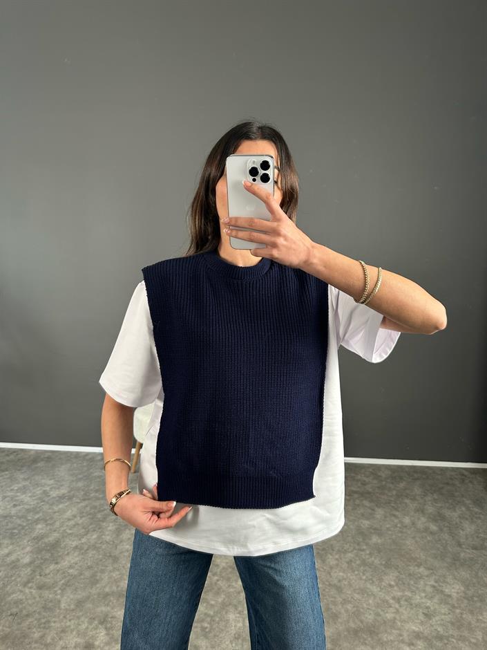 Zr Muadil Lacivert Süveterli Tshirt 