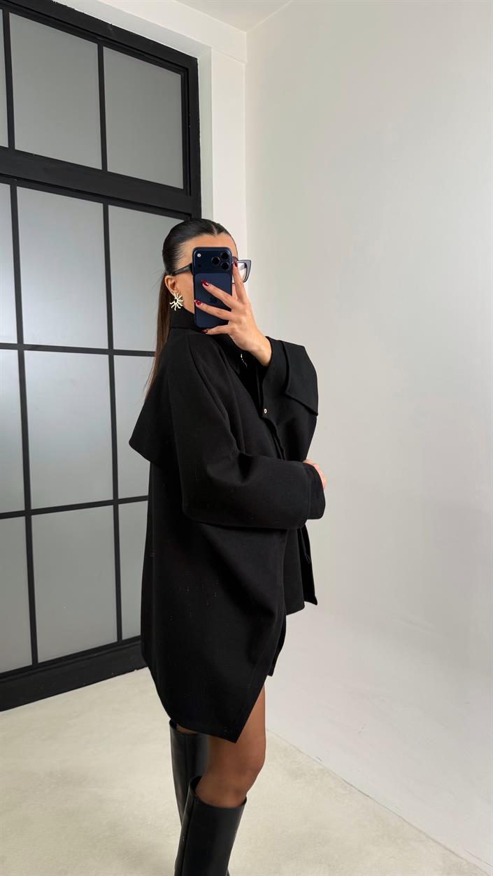 Siyah Yarasa Kol Fermuarlı Panço GAUS-00766