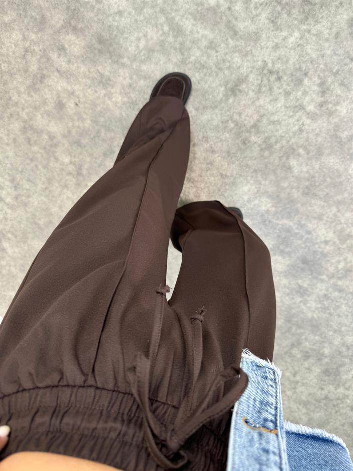Molin Kahve Beli İpli Lastikli Çımalı Pantolon