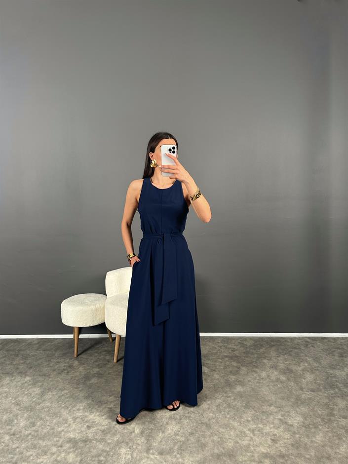 Brasil Lacivert Kuşaklı Cepli Tulum