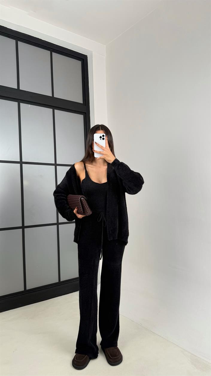 Siyah 3lü Peluş Tüylü Takım GAUS-00441