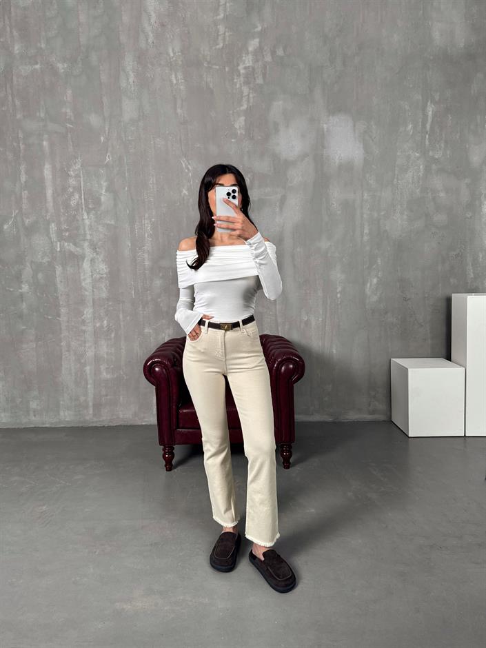 Vonce Kemik Yüksel Bel Paçası Püsküllü Jean