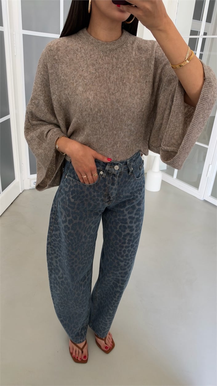 Koyu Mavi Leopar Desenli ZR Model Tasarım Jean GAUS-02255