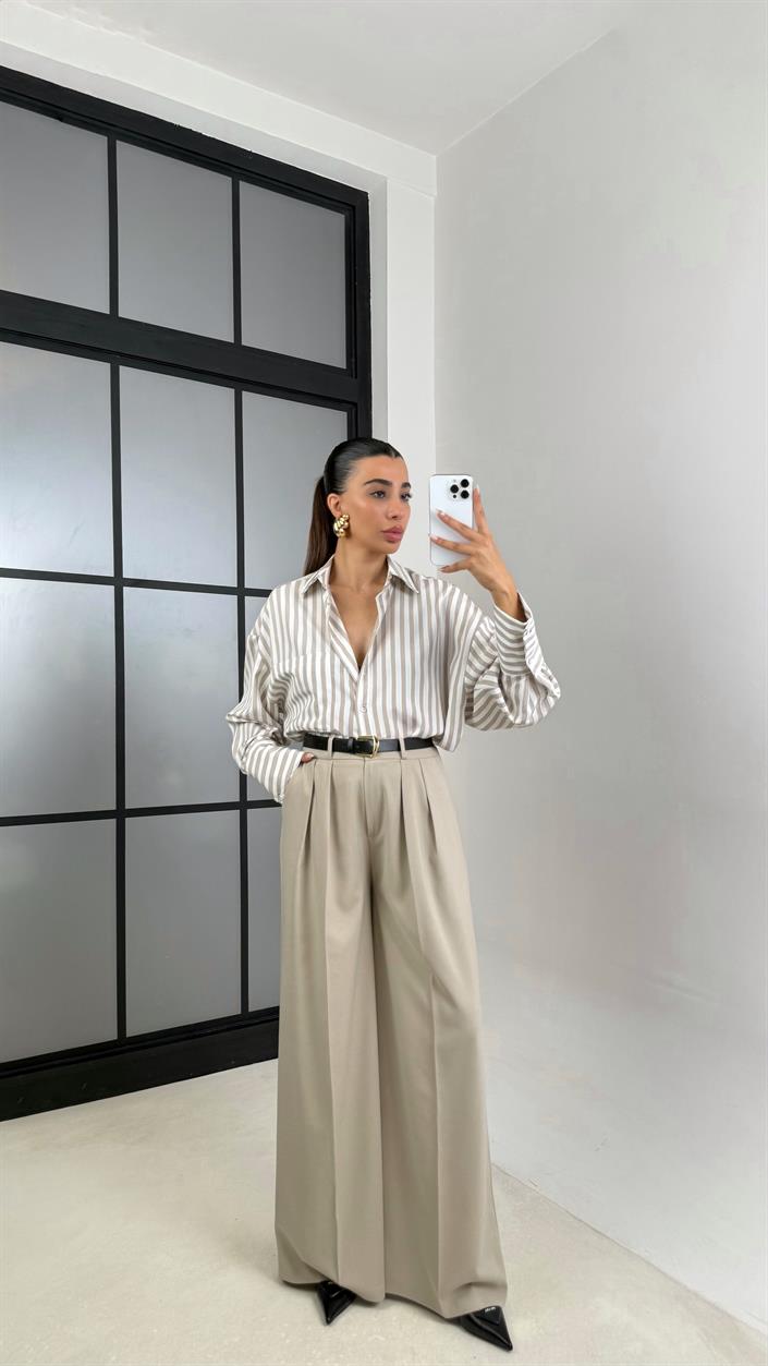 Taş Kemerli Cepli Palazzo Pantolon GAUS-00142