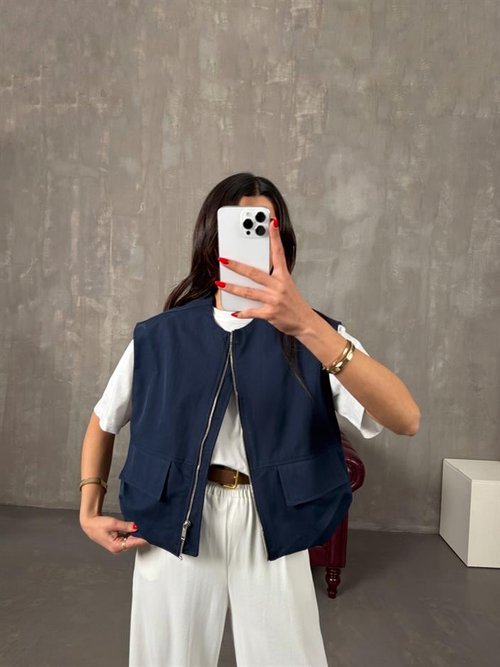 Nela Lacivert Astarlı Muadil Premium Yelek