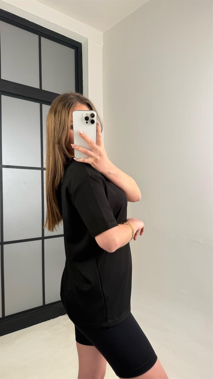 Siyah Basic Kısa Kol Modal Tshirt GAUS-01059