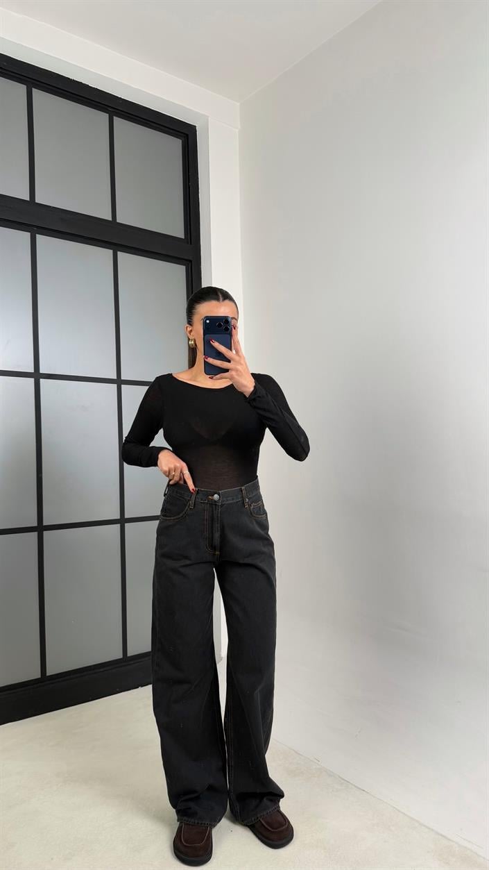 Füme Yıkamalı Geniş Paça Jean GAUS-00743