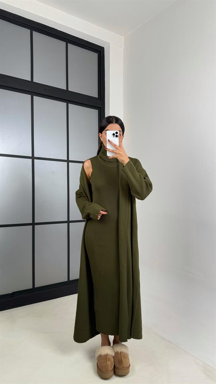 Haki Balıkçı Yaka Triko 2Li Takım GAUS-00211