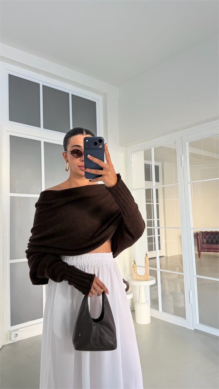 Kahve Pinterest Tasarım Hırka GAUS-02003
