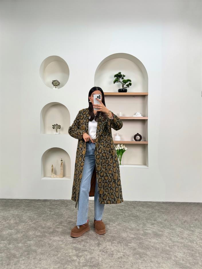 Orse Leopar Desenli Kırçıllı Astarlı Kaban