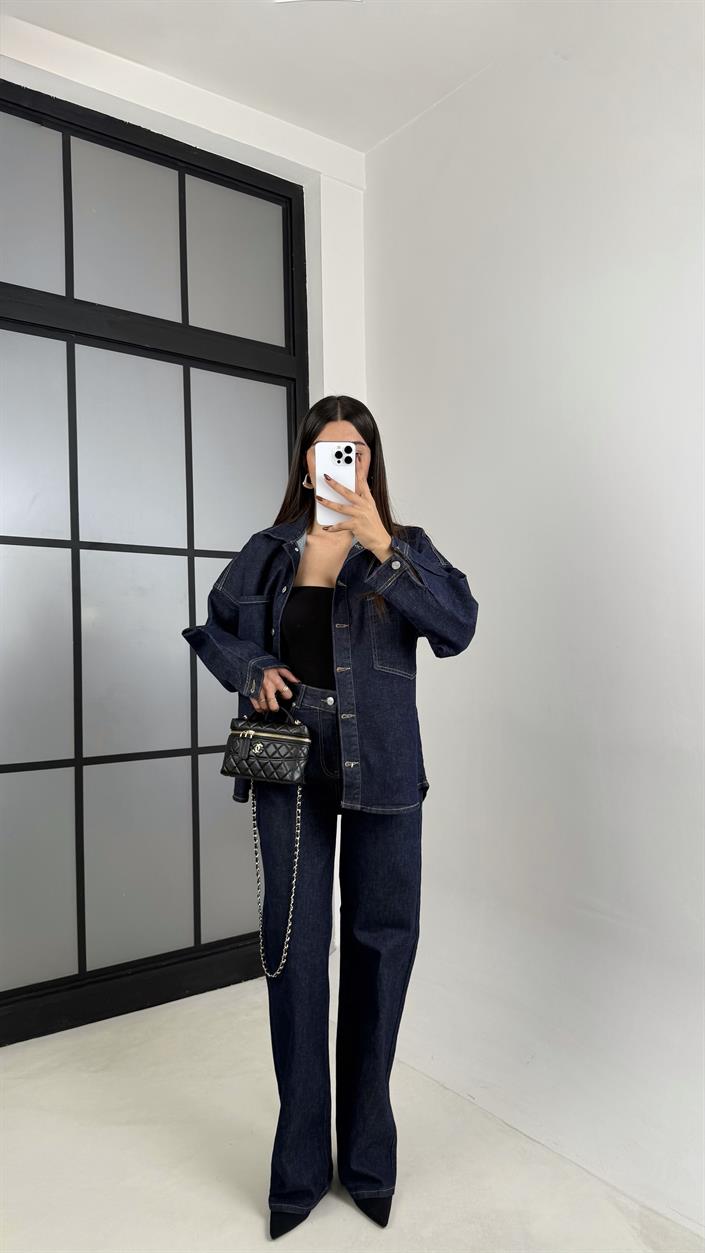 Lacivert Denim Gömlek Pantolon Takım GAUS-00220