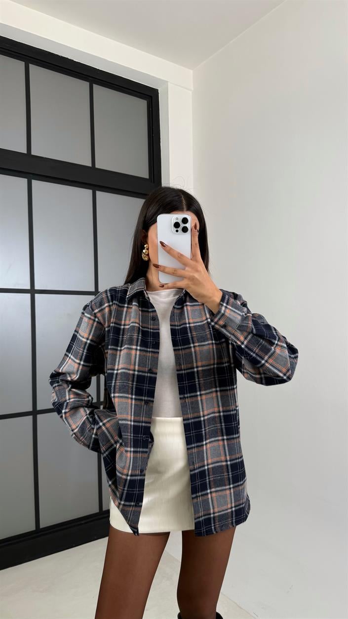 Lacivert Ekoseli Oduncu Gömlek GAUS-00462