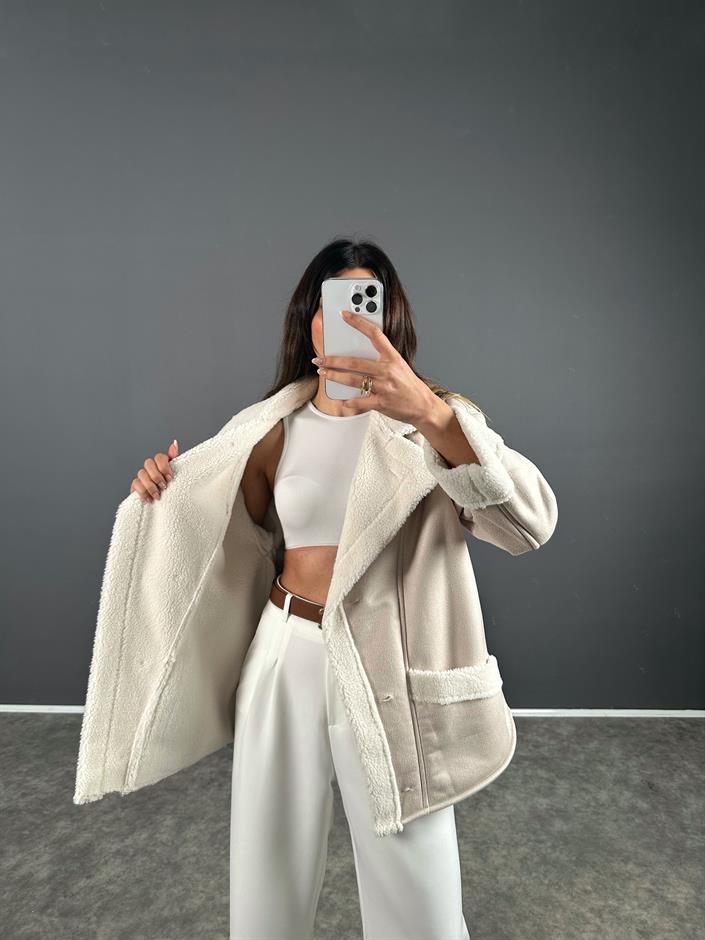 Royal Bej İçi Kürklü Mont