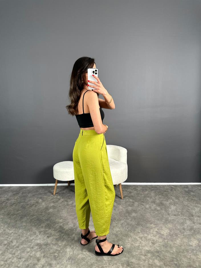 Wuud Yeşil İthal Kumaş Şalvar Pantolon