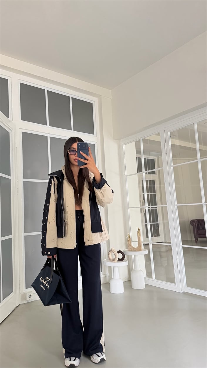 Lacivert TWS Model Brode Detaylı Tasarım Takım GAUS-01970