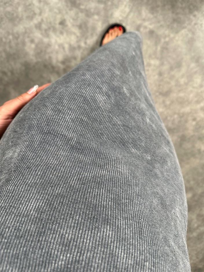 Cord Eskitme Gri Zr Muadili Fitilli Halter Yaka Midi Elbise