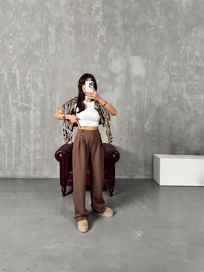 SVN Kahve Kumaş Palazzo Pantolon