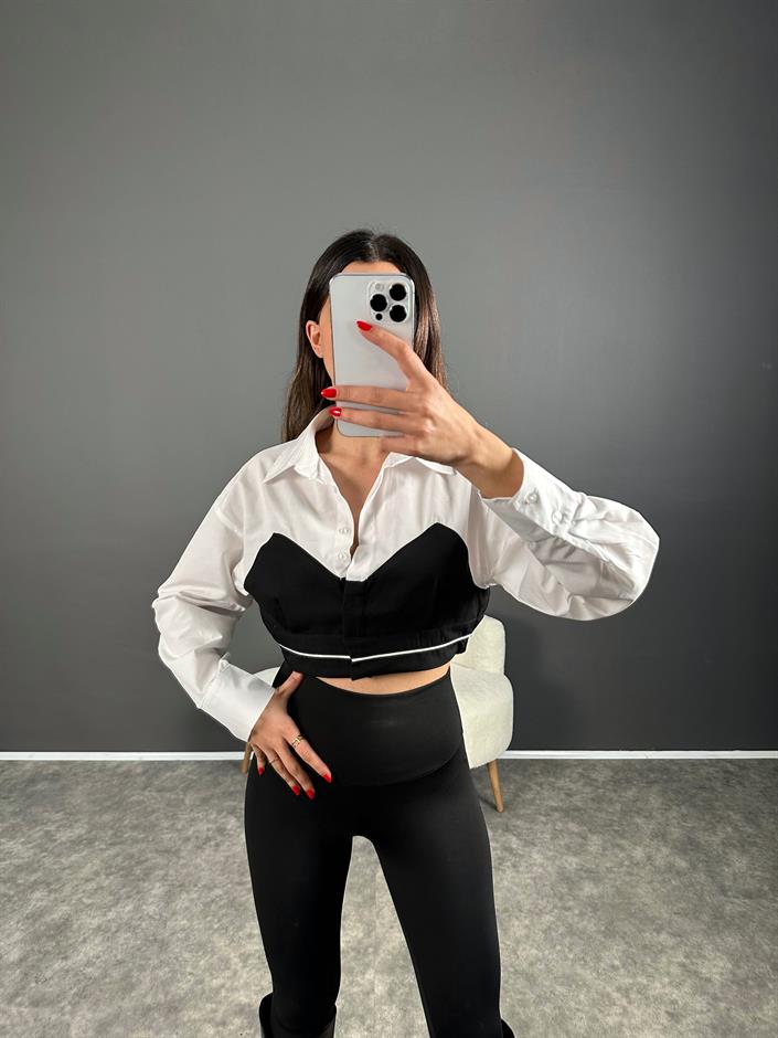 Siyah Tasarım Bralet Gömlek 