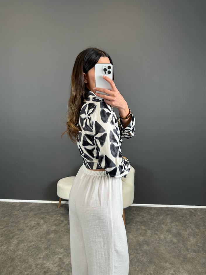 Siyah İthal Yumuşak Saten Bağlamalı Bluz