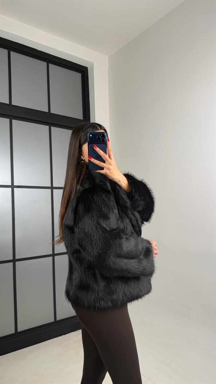 Siyah Astarlı Tokalı Premium Kürk GAUS-00867