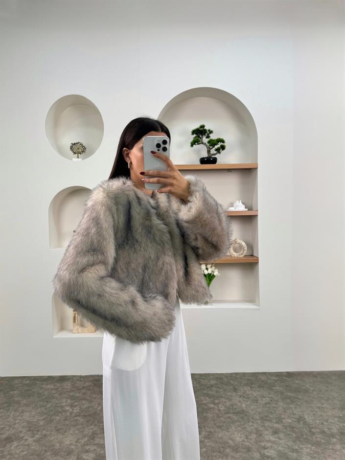 Viba Bej Kırçıllı Astarlı Kürk