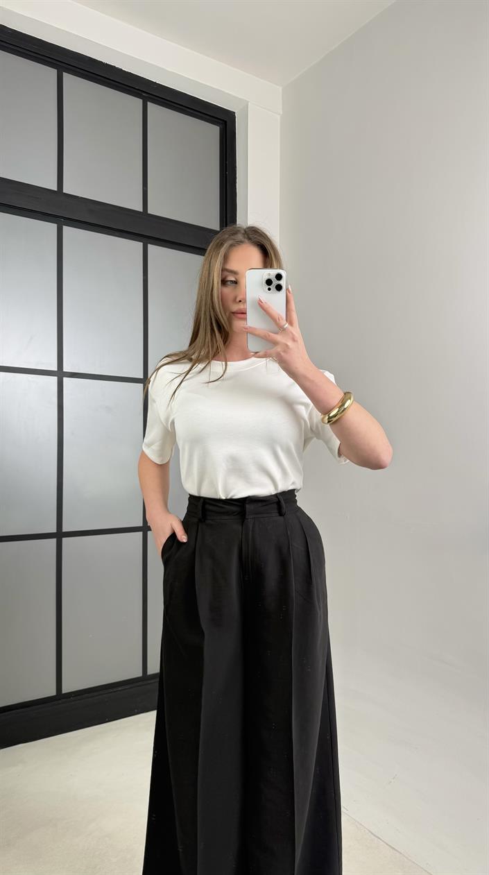 Siyah Cep Detaylı Tencel Pantolon GAUS-00992