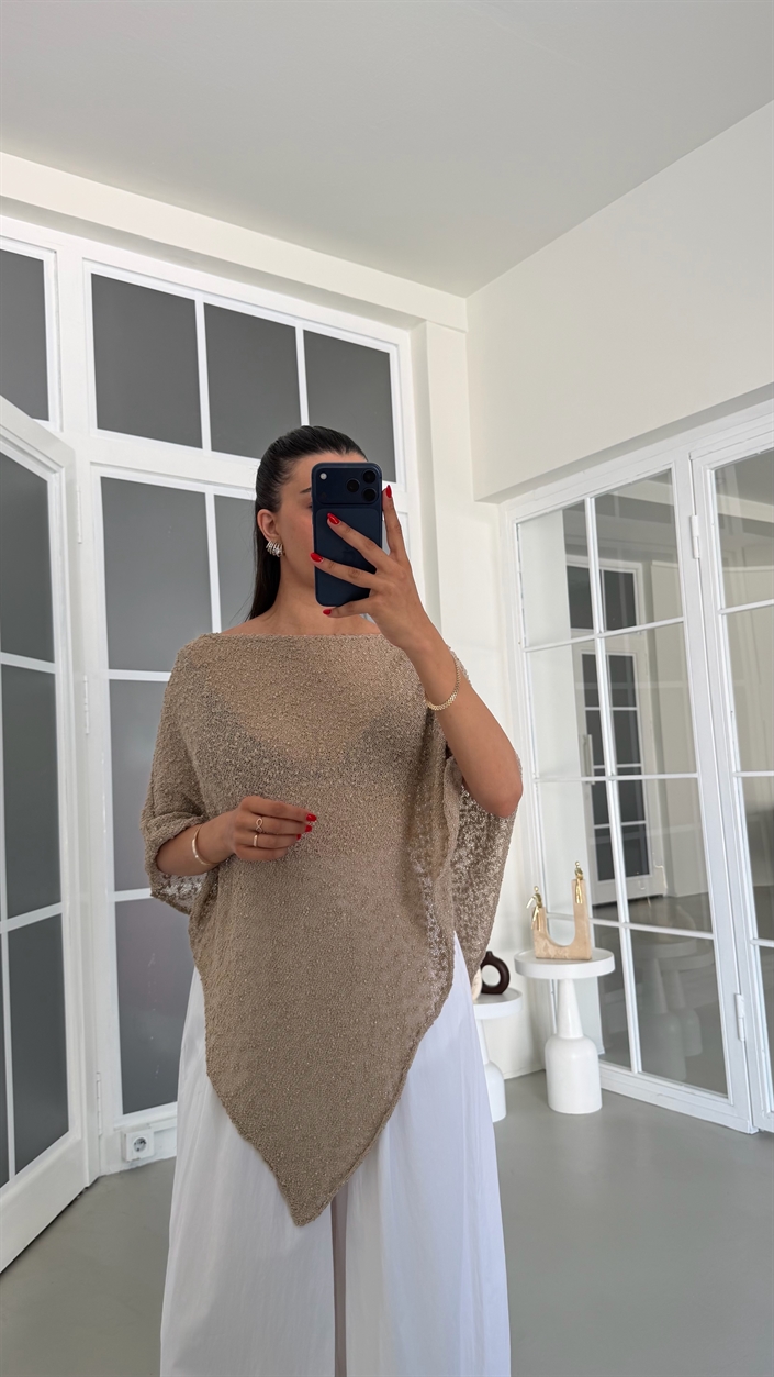 Bej Asimetrik Pul Detaylı Panço GAUS-01849