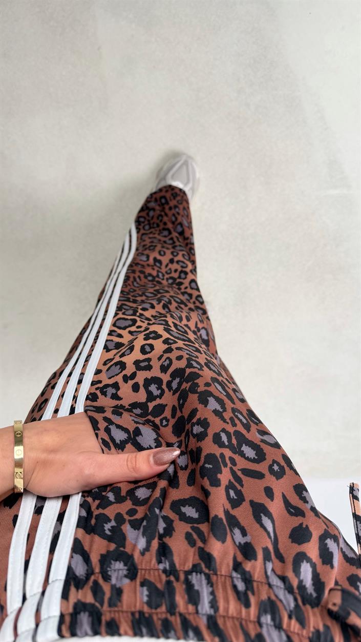 Leopar Şerit Detaylı Beli Lastikli Pantolon GAUS-01141
