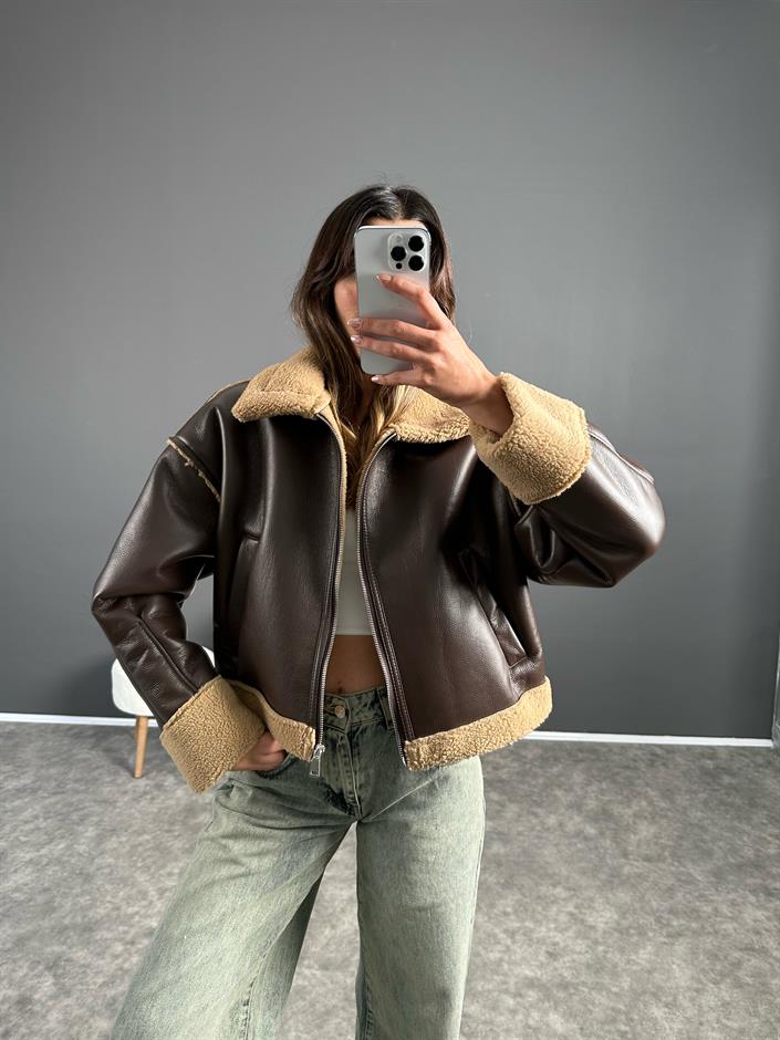 Lona Aci Kahve İçi Kürklü Mont 