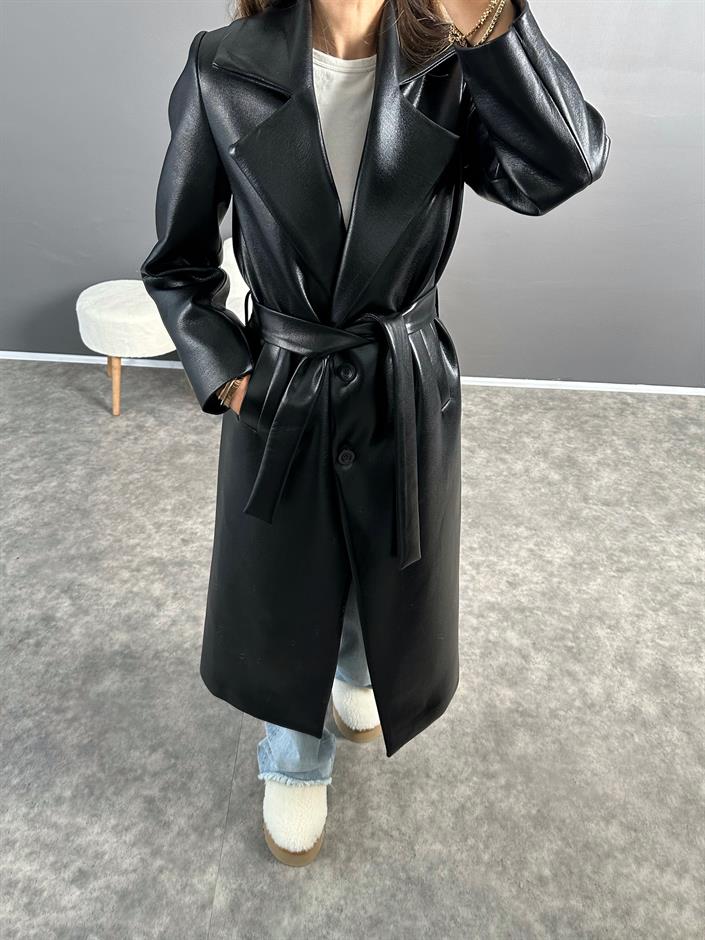 Siyah Premium Rugan Astarlı Kaban