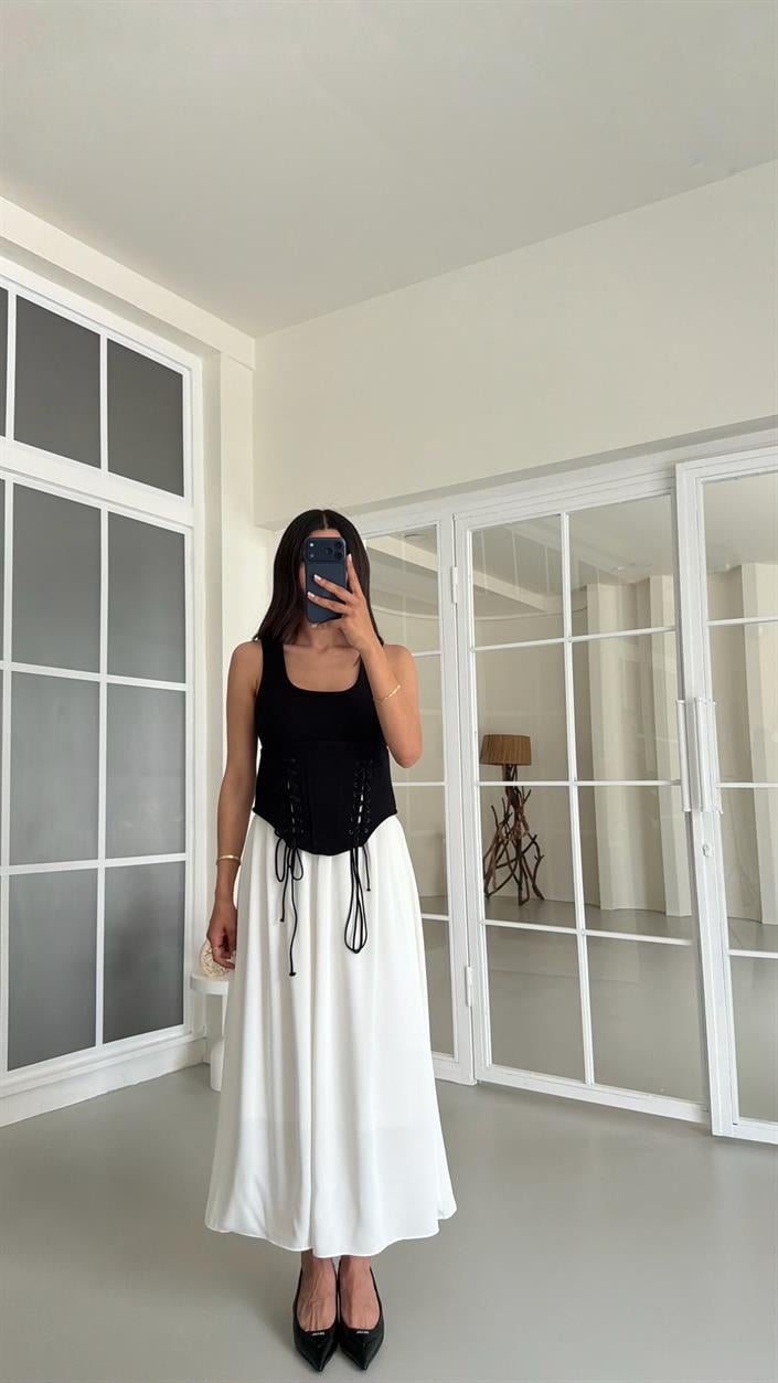 Siyah Korse Detaylı Astarlı Elbise GAUS-01658