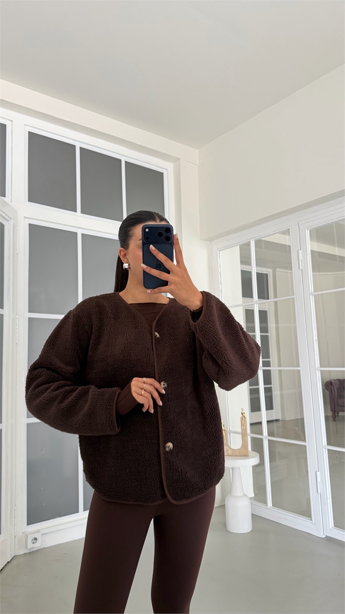 Acı Kahve Biyeli Polar Hırka GAUS-01916 GAUS-02150