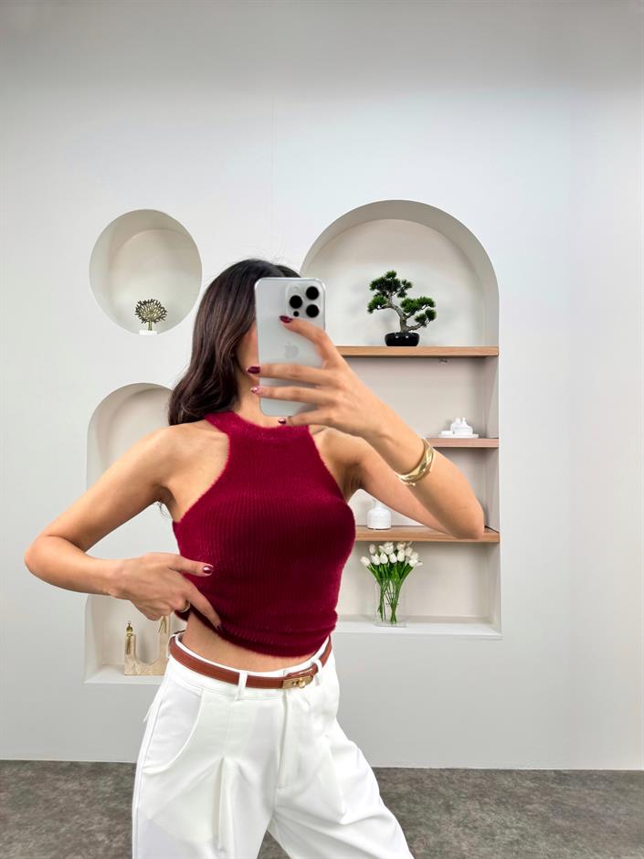 Miya Bordo Yumoş Triko Bluz