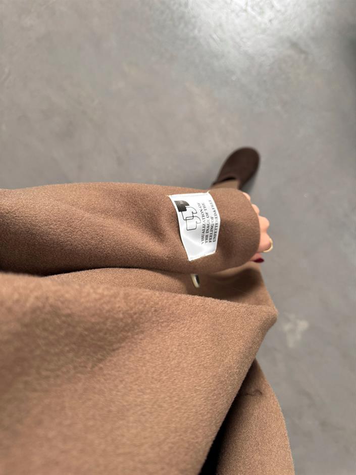 Veco Acı Kahve Astarlı Düğmeli Premium Kaban