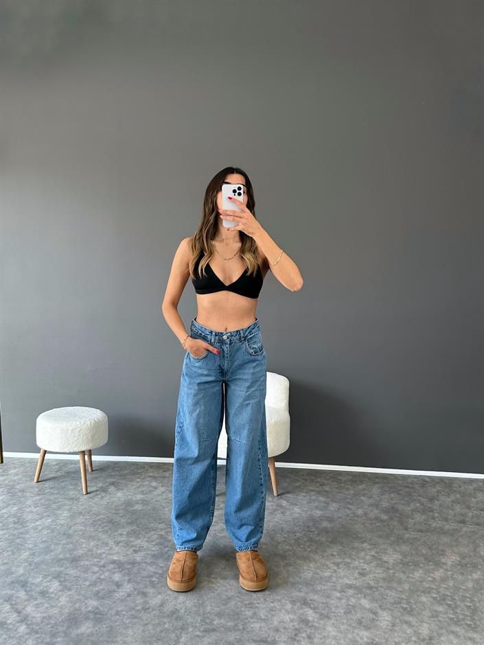 RY Dark Blue Pens Dikişli Bol Jean 