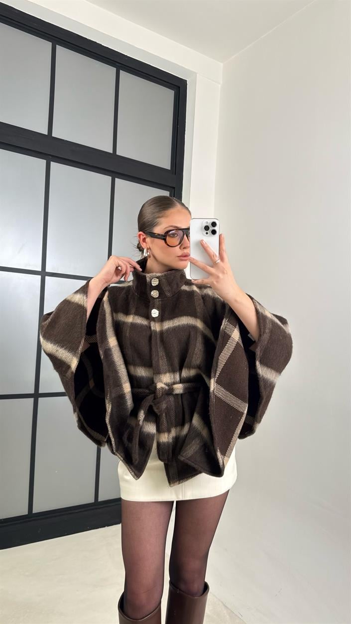 Kahve Ekose Desenli Premium Panço GAUS-00679