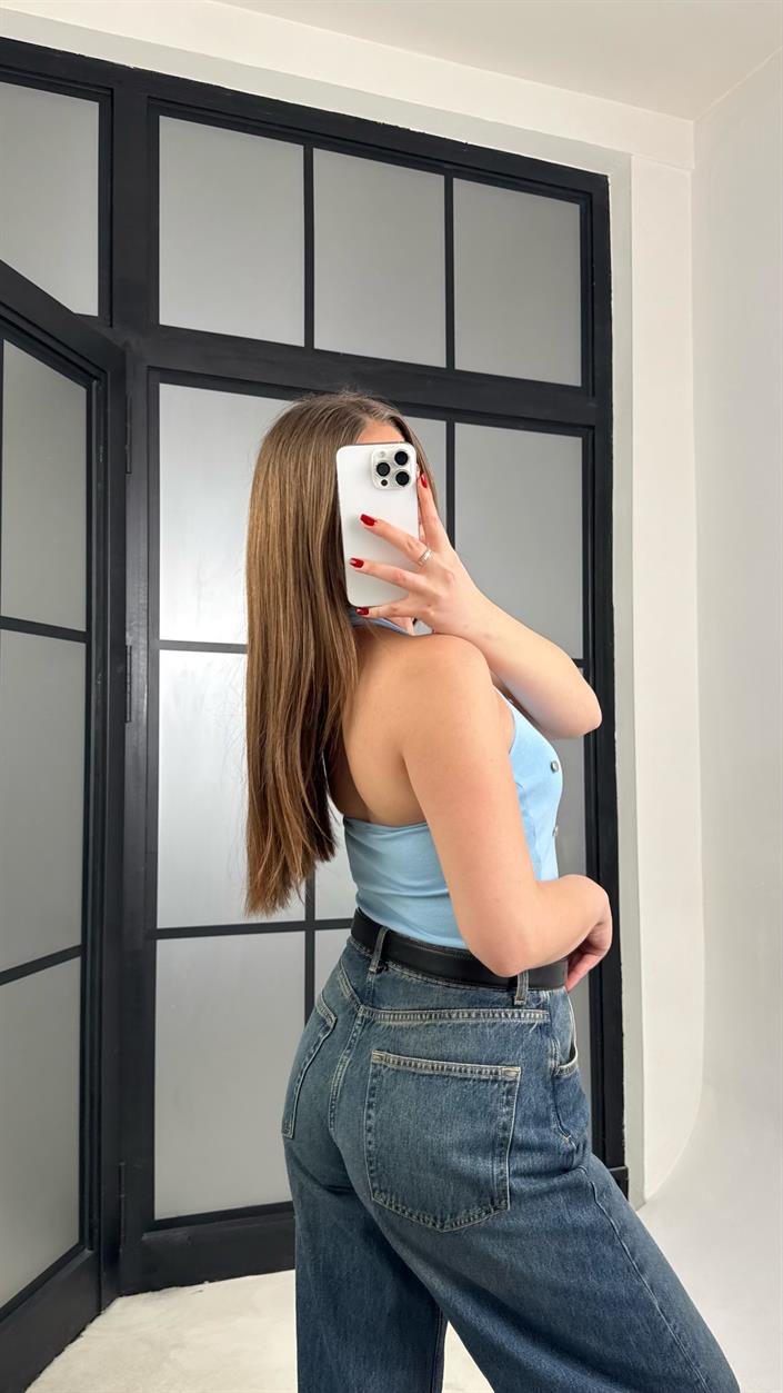 Mavi Basic Zımba Detaylı Bluz GAUS-01239