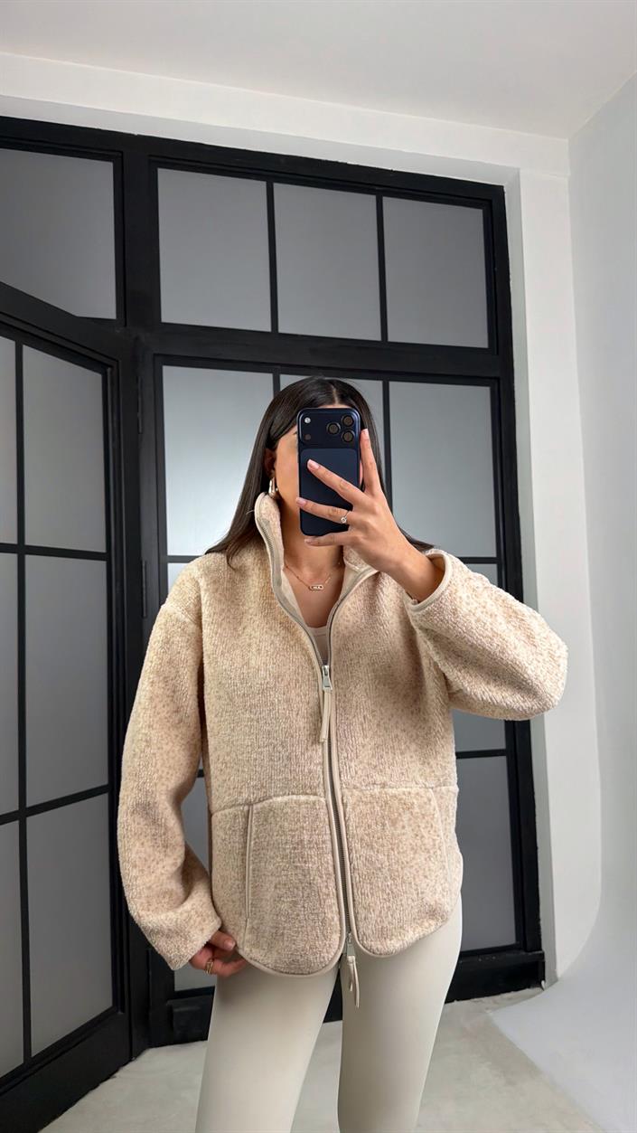 Bej Cepli Polar Hırka GAUS-01177