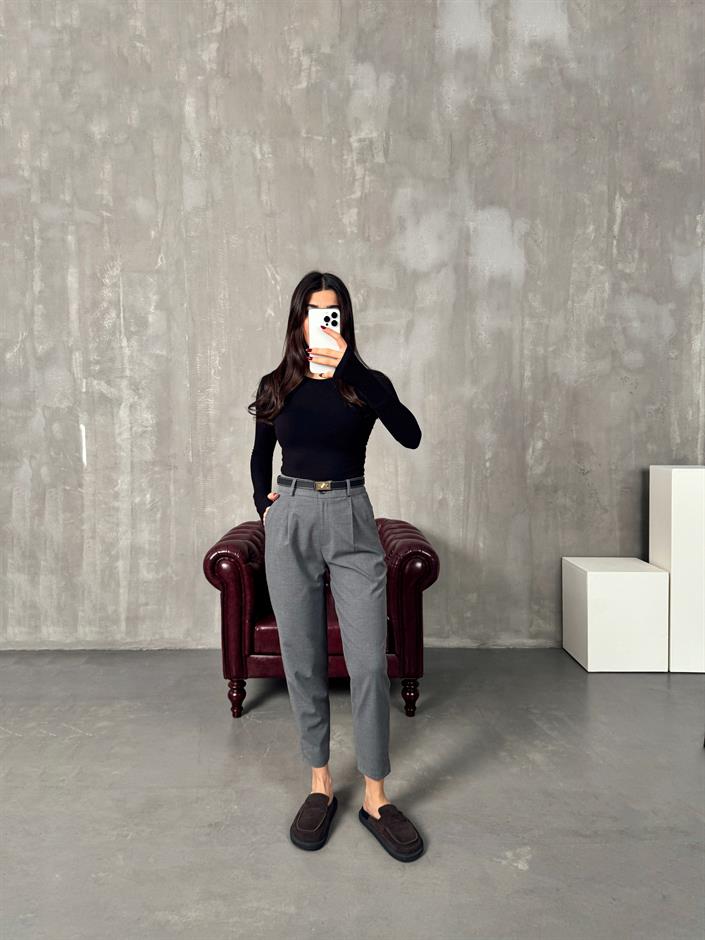 Nora Gri Kumaş Pantolon