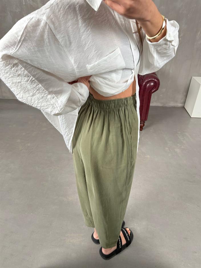 Orfi Haki Çımalı Tensel Şalvar Pantolon