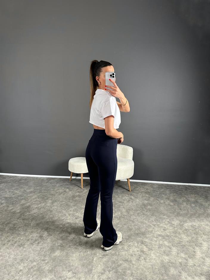 Penny Lacivert Yüksek Bel Kanca Düğmeli İspanyol Pantolon