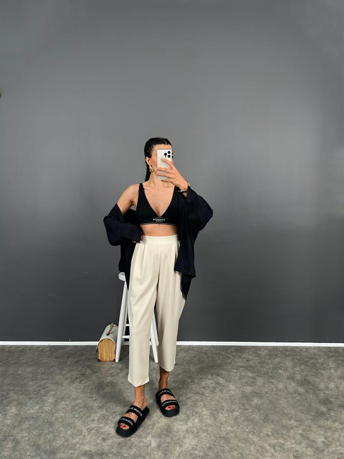 Buddle Taş Arkası Lastikli Rahat Kalıp Krep Pantolon