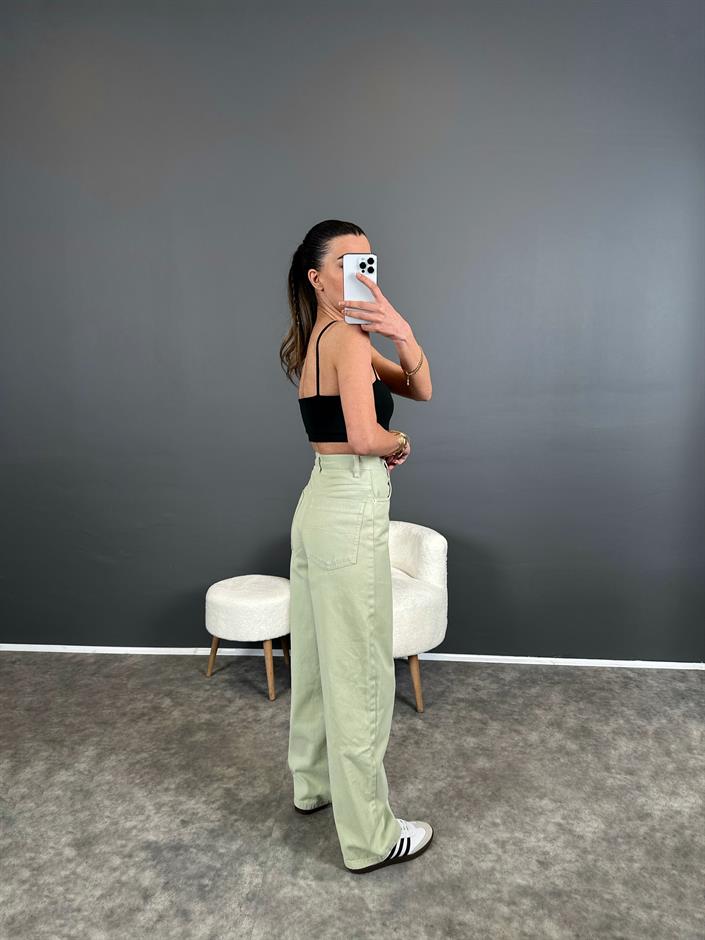 Soft Yeşil Yüksek Bel Baggy Jean