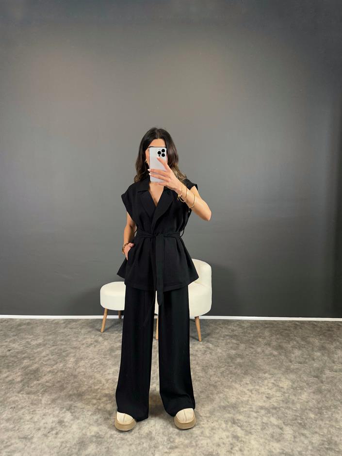Liu Siyah Zr Model Yelekli İkili Takım
