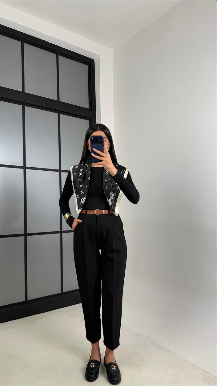 Siyah Kemerli ZR Model Pantolon GAUS-00816