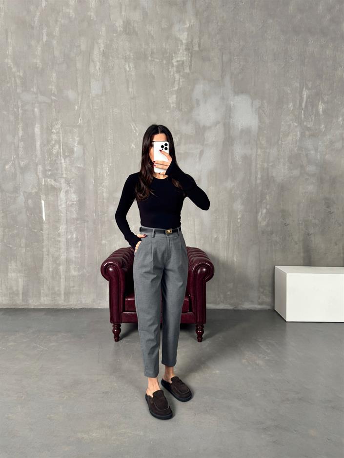 Nora Gri Kumaş Pantolon