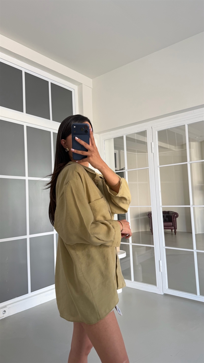 Haki Oversize Tencel Gömlek GAUS-01698