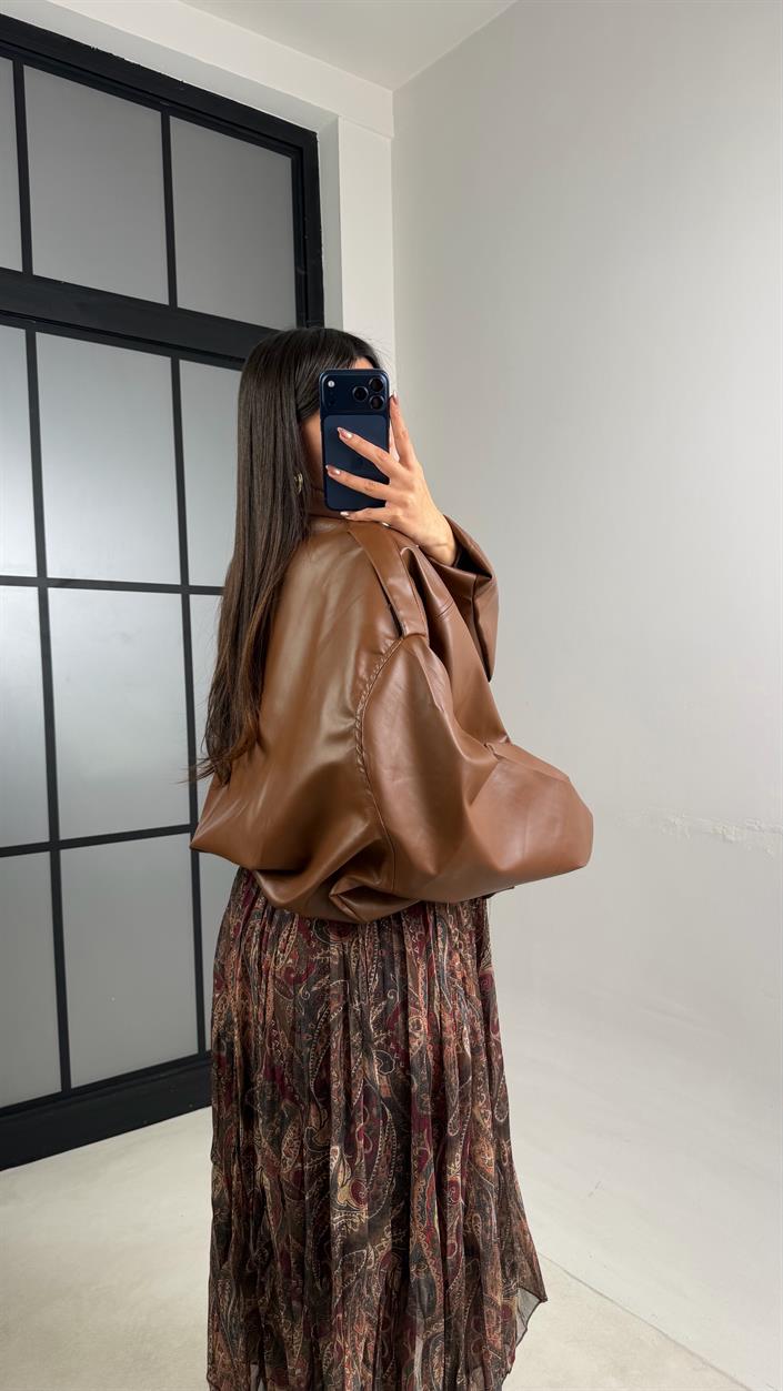 Taba Astarlı Deri Bomber Ceket GAUS-01082