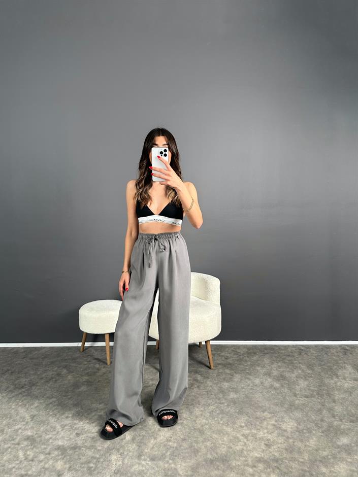 Raisa Gri Basic Beli Lastikli Pantolon