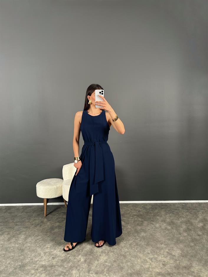 Brasil Lacivert Kuşaklı Cepli Tulum